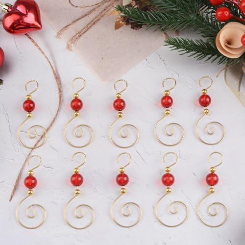 INCREWAY 100PCS Christmas Ornament Hooks, S-Shaped Metal Hooks, Decorative Hook with Crystal Beads for Hanging Ornaments, Decorations, Christmas Stockings - Image 4