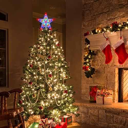 LAMPHOME Christmas Tree Topper, Christmas Star Tree top Decor Light for Christmas Holiday Home Fit for General Size Xmas Tree, 8.7inch (Multicolor) - Image 5