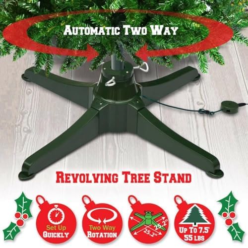 Musical Rotating Christmas Tree Stand with Speaker, 360 Degree Rotating Christmas Tree Stand with Music,Christmas Tree Rotating Stand,360° Spinning Christmas Tree Base with Music (31.5in) - Image 5