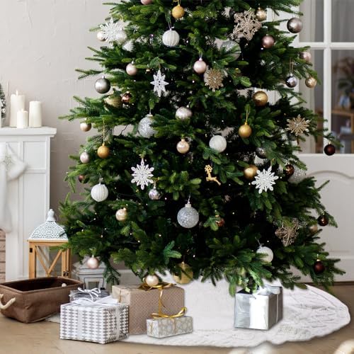 YUJUN 48 in White Christmas Knitted Tree Skirt for Xmas Home Decoration - Image 4