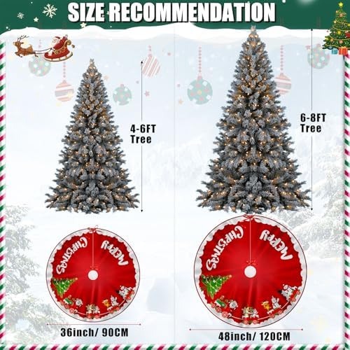 Christmas Tree Skirt Red White Cloth Xmas Tree Base Cover Skirts Decor - Image 3