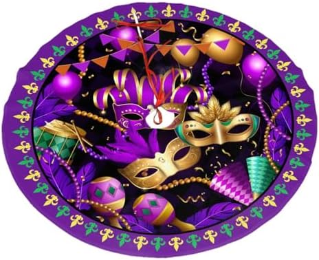 Mardi Gras Christmas Tree Skirt 48" for Xmas Halloween New Year Holiday Party Home Tree Mat Decor Ornaments Decoration by Majoug