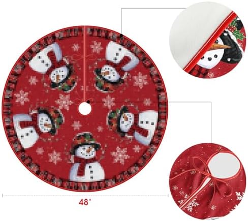 AVOIN colorlife Let It Snow Snowman Christmas Tree Skirt 48 Inch - Image 6