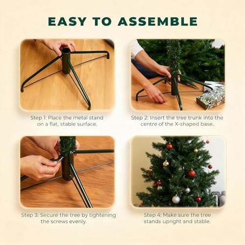 Christmas Tree Stand for Artificial Trees Holder 40cm Metal Base Heavy Duty Foldable Height Extender Legs with Adjustable Screws Sturdy Bracket for 4ft,5ft,6ft Green - Image 6