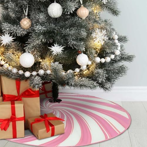 White Pink Candy Christmas Tree Skirt 48inch Vintage Xmas Decor - Image 5