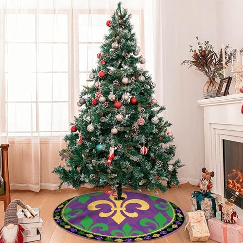 Mardi Gras Decorations Carnival Tree Skirt, Tree Mat Holiday Party Supplies Ornaments Indoor Outdoor Decorations 48 in - Image 6