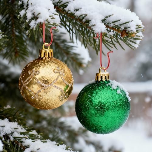 Ornament Hooks, 100 Pcs Christmas Ornament Hooks, Ornament Hangers, Ornament Hook for Christmas Trees, Metal Wire Essential Ornaments Hooks Anchors for Xmas Tree Decorations Hanging Party Decor, Red - Image 2