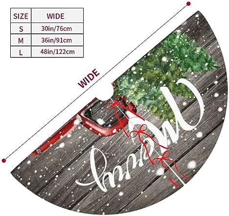 Snow Snowy Vintage Retro Farm red red Truck 36 Inch Christmas Tree Skirt Carpet Mat Funny Party Decor Supplies for Xmas Halloween Decorations Occasion Ornament - Image 4