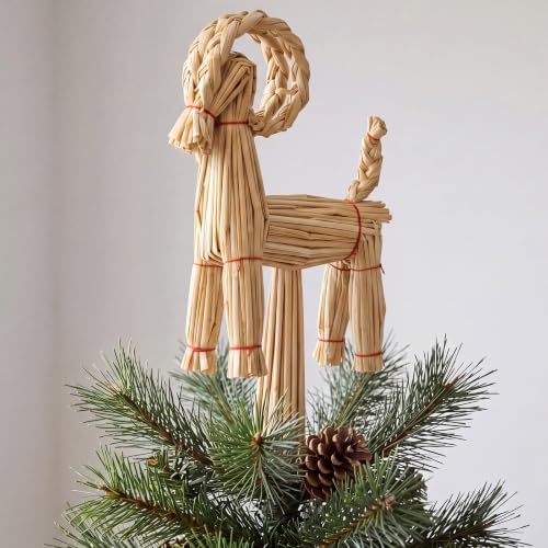Gemscream Christmas Straw Goat Tree Topper Scandinavian Christmas Decor by Gemscream