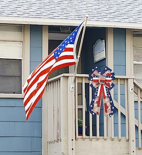 Large Patriotic Wreath Bows 4th of July Decor Bows for Wreath American Flag Truck Star Brown Burlap Patriotic Bows for Independence Day Front Door Indoor Outdoor Wall Tree Topper Decoration Supplies - Image 5