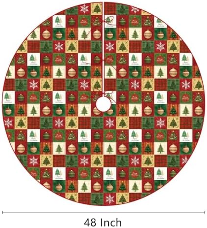 Christmas Tree Skirt 48 Inch, Red Christmas Tree Skirt Snowflake Ball Funny Xmas Decor Seasonal Winter Holiday Indoor Home Party Decorations - Image 6