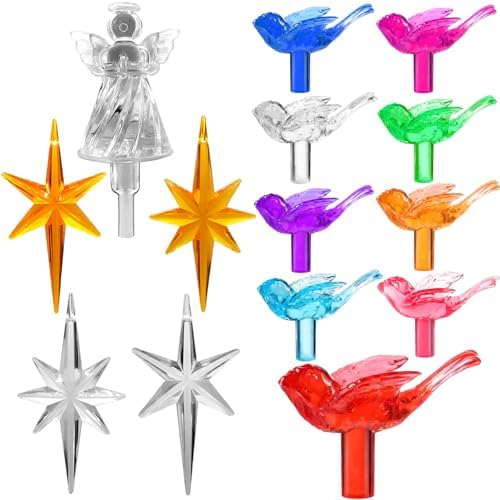 137Pcs Ceramic Christmas Tree 9 Lovely Colors Bird Replacement Bulbs Lights ???1 Angel/4 Stars Tree Topper Ornament for Ceramic Tree D??cor - Medium Plastic Pegs. by KonohaELF
