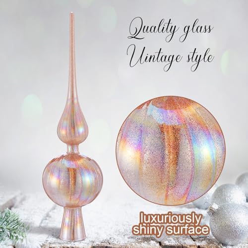 Gejoy 12" Mercury Glass Christmas Tree Topper,Classic,Glitter - Image 3