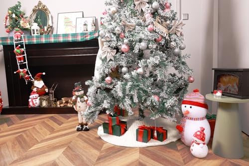 Christmas Tree Skirt 48 Inch Snowy White Thick Faux Fur White Tree Skirts Snowy & Thick for Xmas Year Party Holiday Home Decorations (Large) - Image 6