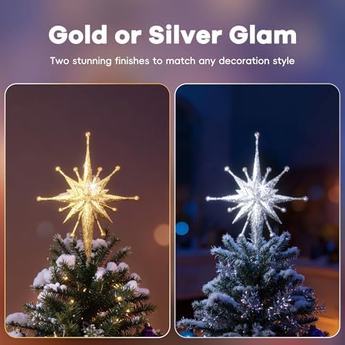 DG-Direct Christmas Tree Topper with Wide Coverage Light, Frosted Silver - Image 4