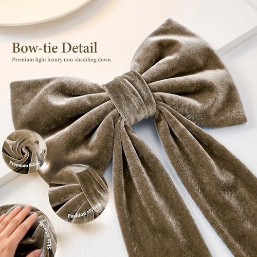 Big Bows, Christmas Decorations, Velvet Christmas Tree Topper Bow, 52 x16 Inch, Giant Christmas Bow Decorations for Home, Wedding, Birthday, Wreath, Door, Wall Decor (Coffee) - Image 3