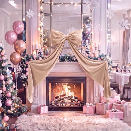 Knitgrip Extra Large Velvet Christmas Tree Topper Bow, Champagne, 71 Inch - Image 5