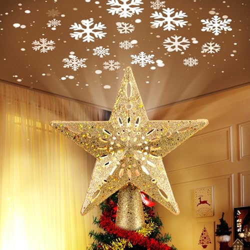 Brightown Christmas Star Tree Topper with Snowflake Projector Lights by Brightown