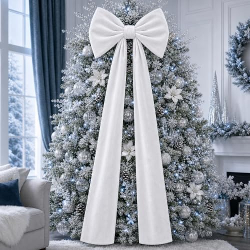 Knitgrip 1 Pack 20x71 in Christmas Large Velvet Bows, White by Knitgrip