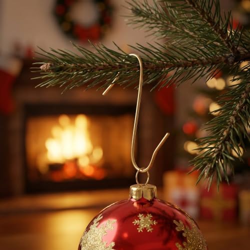 OUNONA 300pcs Christmas Bulb Hangers Hooks, Golden Wire Tree Ornament Hooks, Non-Slip Mini Decorative Hangers, Reusable Keepers for Balls and Keepsakes - Image 3