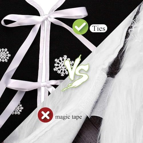 N&T NIETING Christmas Black Tree Skirt, 24 Inch Rustic Burlap Tree Skirt with Snowflakes Printed for Xmas Holiday Party Indoor Home Winter Nightmare Before Christmas Tree Decorations - Image 5