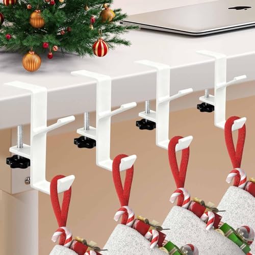 Garland and Stocking Mantel Holders with 2 Hooks, Mantel Hanger for Garland, 2 in 1 Mantel Garland and Stocking Hangers Heavy Duty, Fireplace Garland Hanger for Christmas & Xmas Decoration by Guojanfon