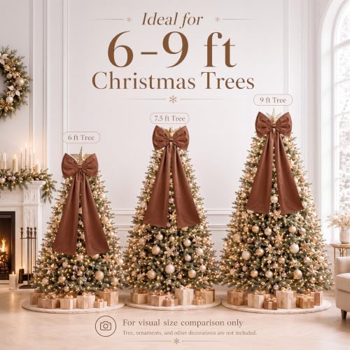 Daifunli 20 x 47 in Giant Satin Bow Christmas Tree Topper,Gingerbread Brown - Image 3