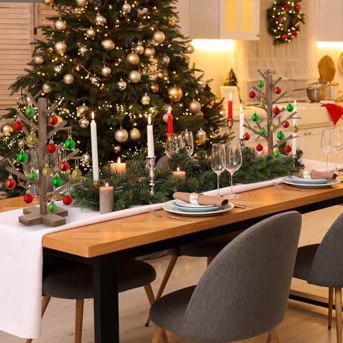 12 Inch Christmas Ornament Display Tree Centerpieces for Tables Ornament Tree Stand Holder Tabletop Artificial Tree for Wedding Anniversary Birthday Farmhouse Party Home Decor（Retro Brown） - Image 5