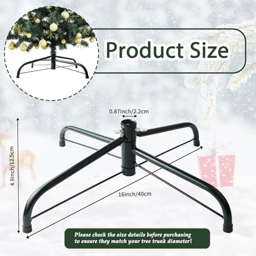 16 Inch Folding Metal Christmas Tree Stand, Green Universal Replacement Xmas Tree Stand Base for Christmas Artificial Tree - Image 3