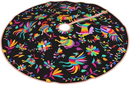 DKJlitter Christmas Tree Skirt 48 Inch, Ethnic Mexican Otomi Style Pattern - Image 3