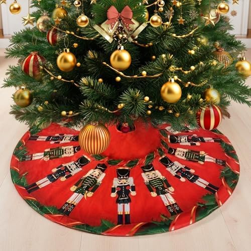 36 Inch Christmas Tree Skirt, Marching Nutcrackers Theme by WOODLANDWREATH