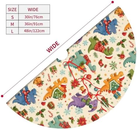 Colorful Dinosaur Christmas Tree Skirt Tree Mat for Xmas Holiday Party Decorations Indoor Outdoor 36 Inch - Image 5