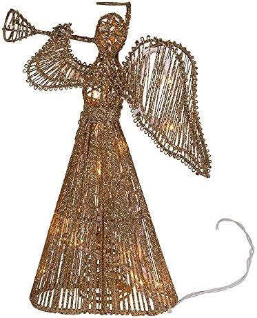 12-Inch 20 Light Incandescent Gold Glitter Angel Tree Topper by KurtSAdler