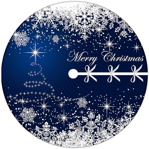 Blue Christmas Tree Skirt 36 Inch Soft Winter Snowflakes Tree Skirt Xmas Tree Skirt Winter Holiday Blue Christmas Trees Mat Decoration by Dsiflylife