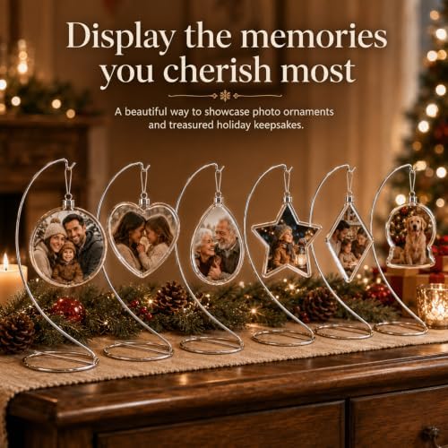BANBERRY DESIGNS Silver Ornament Display Stands Set of 6, 7 Inch Chrome Metal Hanging Stand for Christmas Ornaments, Jewelry, Terrariums, Crafts, Air Plants, Suncatchers & Small Collectibles - Image 6