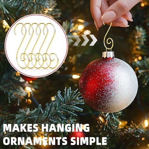 160 Pcs Christmas Ornament Hooks Gold S-Shaped Hangers with Storage Box Christmas Tree Hooks for Ornaments, Xmas Ornament Hangers for Tree Decoration - Image 5