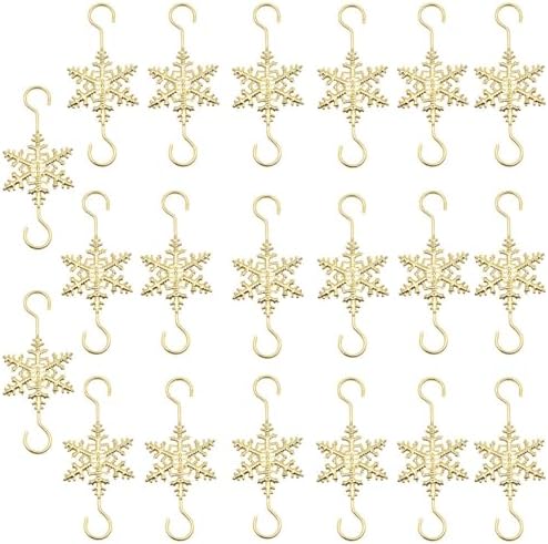 Christmas Ornament Hooks Hanger, 20 PCS Gold Snowflake Decorations Christmas Tree Hanging Ornament Hook, Xmas Decoration Hangers Tree Wall Party Home Accessories by Hayooha