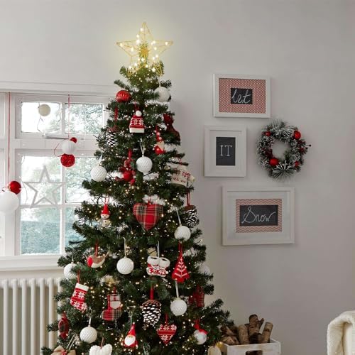 YEAHOME Christmas Tree Topper, Gold Glittered Hollow 5-Point Star Tree Topper for Christmas Tree Decorations, Lighted Wire Star with 20 LED Lights for Christmas Treetop, Xmas Tree Topper with Timer - Image 6