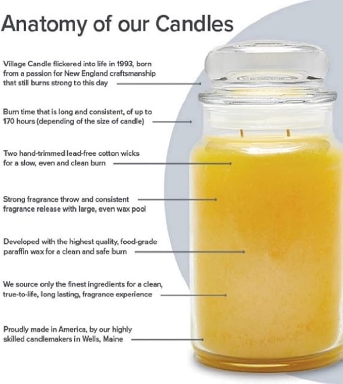 Village Candle Warm Apple Pie Large Glass Apothecary Jar Scented Candle, 21.25 oz, Brown
