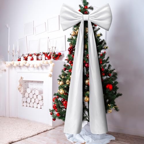 Knitgrip 1 Pack 20x71 in Christmas Large Velvet Bows, White - Image 5