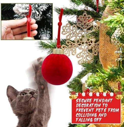 Daifunli 100 Pcs Christmas Velvet Ornament Strings Adjustable Ornament Hooks Non Slip Hangers Hooks Tree for Christmas Tree Decorations(Red) - Image 4