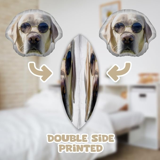 Custom Pet Pillow with Photo - Personalized Face Dog Cat Shaped Pillow - Personlized Pet Memorial Gifts for Loss of Dogs - Birthday Gift for Pets Lover - White Elephant Gift for Mom Dad