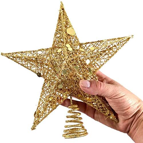 BinaryABC Iron Christmas Tree Star Topper,20cm Glittering Tree Topper - Image 5