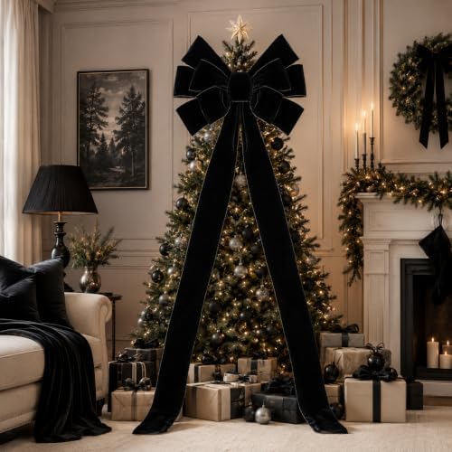 Norme 1 Pcs Black Extra Large Christmas Tree Topper Bow Decor - Image 2