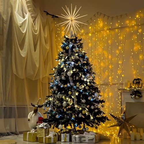 13.7 Inch Gold Christmas Tree Topper - 3D Burst Gold Tree Topper, Exploding Star Christmas Tree New Year Holiday Tree Decoration - Image 7