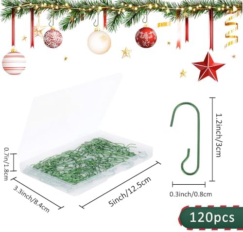 Christmas Ornament Metal Hooks Hangers, 120PCS Green Bendable Metal Wire Hanging Hook for Christmas Tree Decoration Easter Egg Hangers Halloween Party Decoration - Image 2