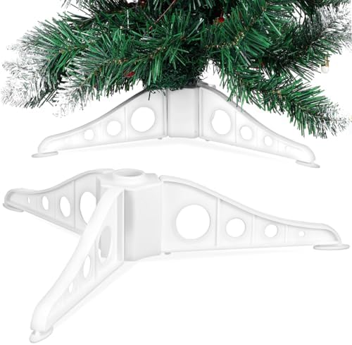 Homoyoyo Christmas Tree Stand White Plastic Artificial Xmas Base Holder for Xmas Holiday Party Tree Decoration by Homoyoyo