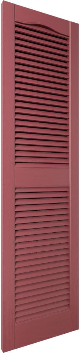 Ekena Millwork Lifetime Vinyl LL1S12X07500WN Standard Cathedral Top Center Mullion, Open Louver Vinyl Shutters, w/Installation Shutter-Lok's & Matching Screws (Per Pair), 12"W x 75"H, Wineberry