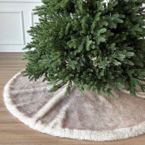 Huntsman High-Pile Faux Fur Christmas Tree Skirt with Hidden Slide Clasp Closure and Durable Microfiber Backing (Arctic Gray, 60-Inch) - Image 4