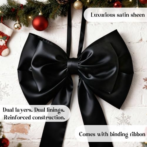 Giant Black Bow Decor 75x19 Inch Christmas Tree Topper Decoration Big Bows for Room Home Coquette Room Decorations Wall Backdrop Ribbon Tie for Wedding Christmas Birthday Party Baby Shower - Image 6
